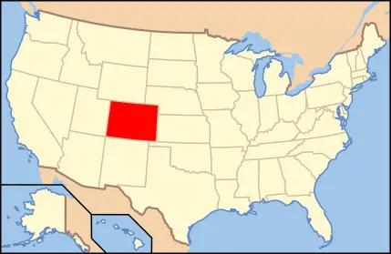 Mapa dos Estados Unidos com o Colorado destaque