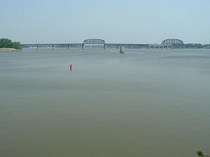 The widest point on the Ohio River is just west of downtown Louisville, where it is one mile wide