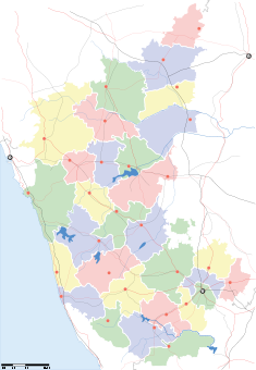 Map indicating the location of Vijayanagara