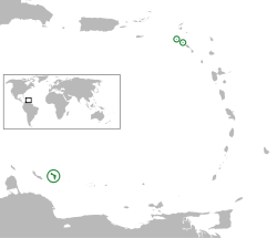 Special municipalities of the Netherlands (green) in the Caribbean